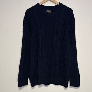 L.L. Bean Men's XXXL Heritage Soft Cotton Fisherman Sweater Crewneck Navy Blue